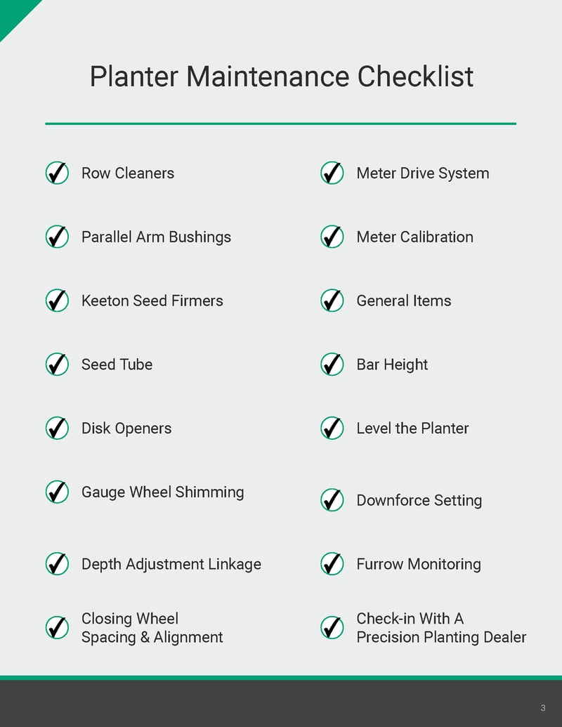 Planter Maintenance Guide Checklist